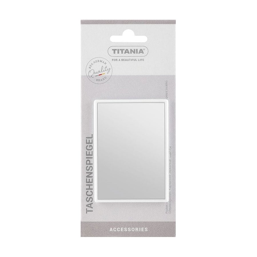 Дзеркало Titania кишенькове, прямокутне, 8.5*6 см, біле (1550 L біле)